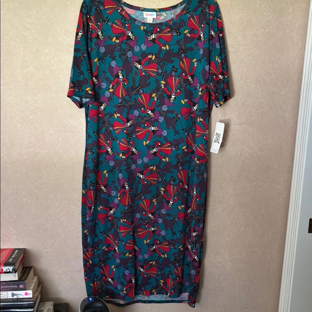 LuLaRoe/Disney Blue Midi Captain Hook Sheath Dress